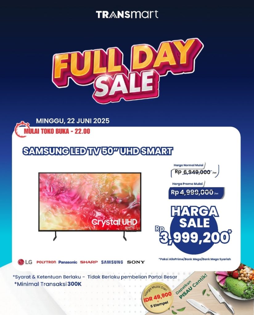 Rebutan Diskon Gila-Gilaan! TV Samsung 50 Inch Cuma Segini di Transmart Full Day Sale!