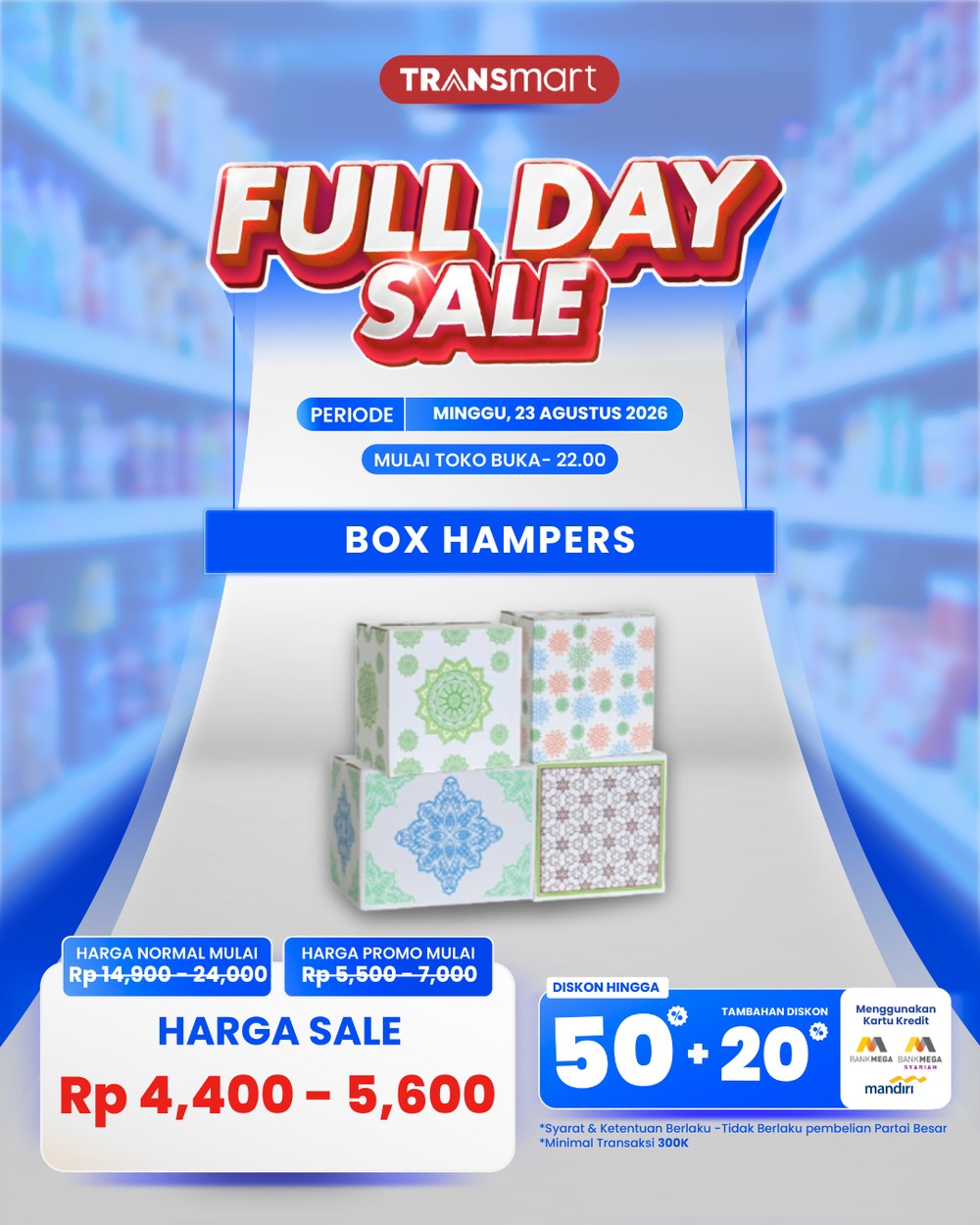 Bikin Kaget! Box Hampers Premium Transmart Dijual Cuma Rp 4 Ribuan? Ini Dia Trik Mendapatkan Diskon Dobel 50%+20% yang Wajib Kamu Tahu di Tanggal Penting Ini!